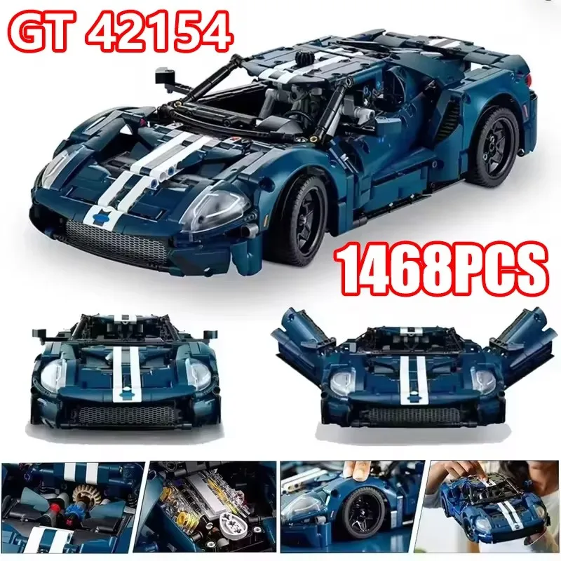 التقنية 1468 قطعة المجموعة الميكانيكية 2022 الأزرق GT سباق السيارات 42154 نموذج الرياضة سيارة أطقم للبالغين لعرض بناء هدية تحصيل