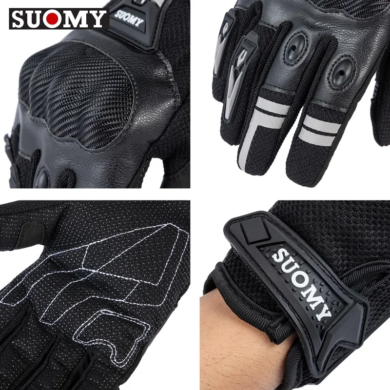 قفازات ركوب الخيل SUOMY التي تعمل باللمس قابلة للتنفس لسباق ATV/BMX/MTB مع ملحقات الدراجة الترابية المضادة للانزلاق من مادة PVC