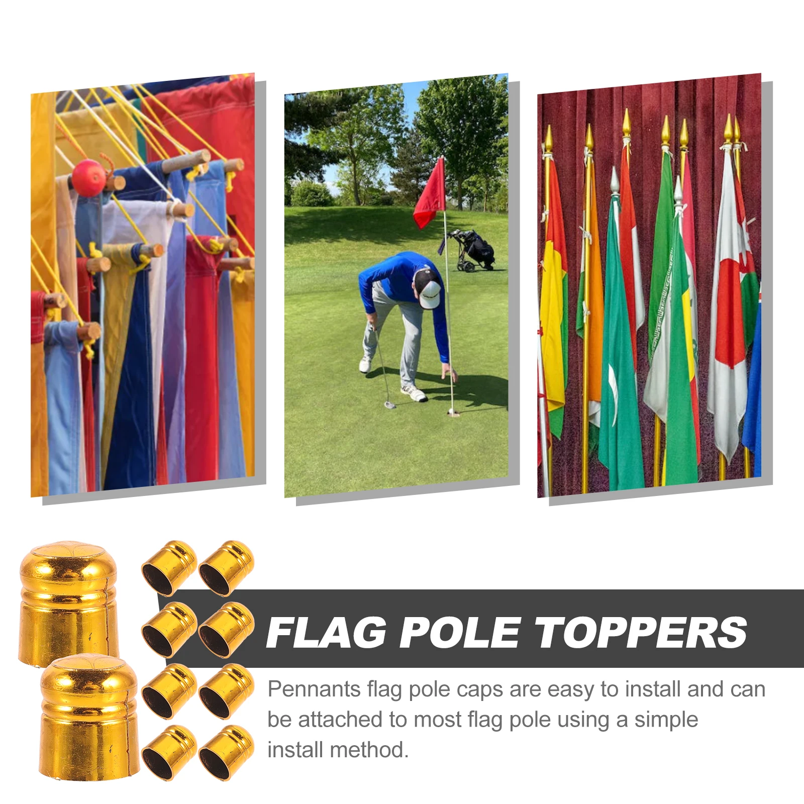 

10Pcs Flag Pole Finials Lightweight Pole Top Ornaments Weather Resistant Flag Display Accessories for Outdoor Camping Use