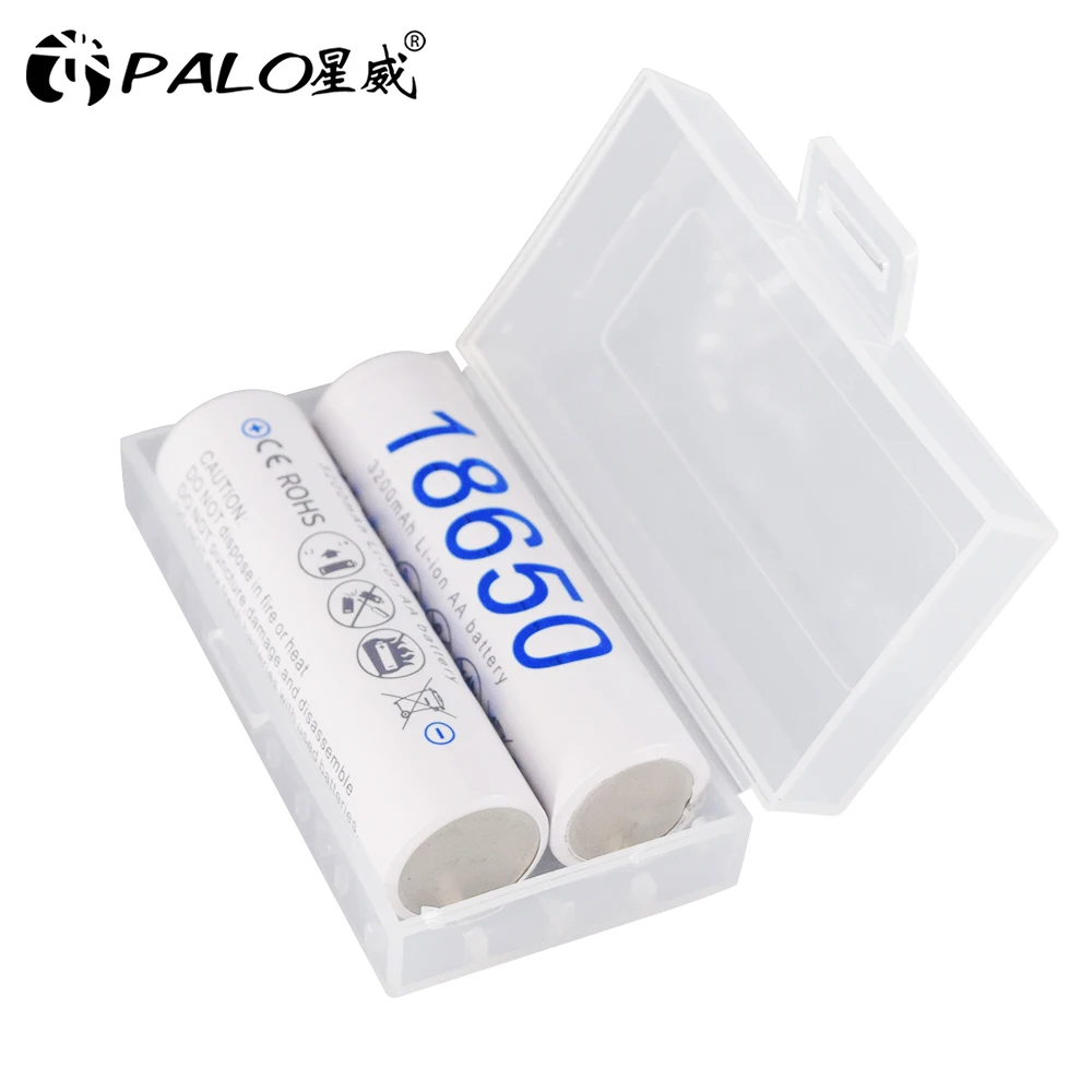 PALO 3.7V 18650 Rechargeable Lithium Battery 3400mAh 18650 Li-ion  Battery For Flashlight Battery+4 Slots18650 Battery Charger