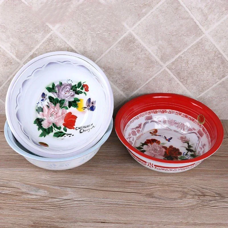 

Thickened Enamel Basin Household Washbasin Vegetable Wedding Basin Nostalgic Iron Basin Fruit Bowl Bowls Ramen Bowl Salad Ins