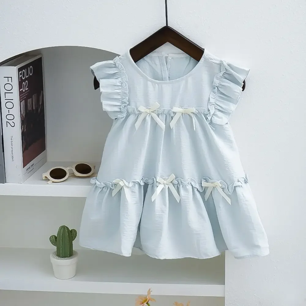 

2025 Girls' Summer Dress Baby Princess Pure Cotton Thin Sleeveless Dress for Little Girls