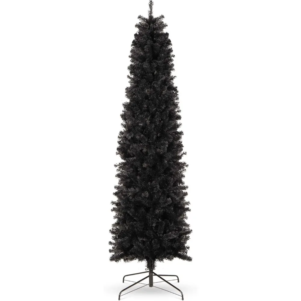 

6ft Artificial Christmas Pencil Tree, 608 Tips, Metal Hinges, Base for Home, Office, Party Decoration