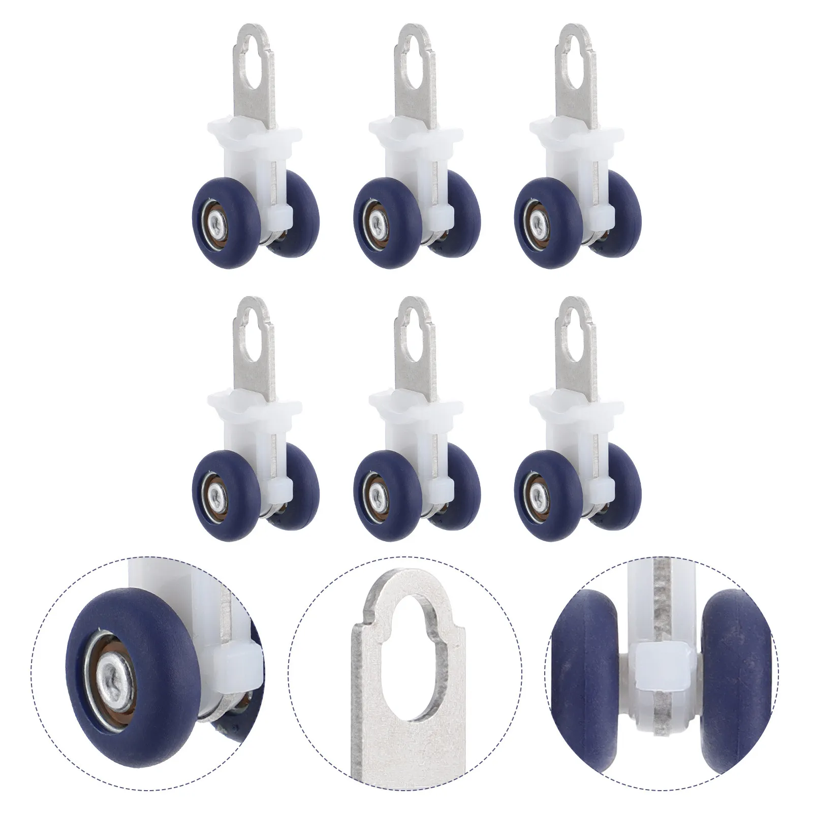 6pcs Silent Curtain Track Pulleys for Drapery, Sheer Curtains, Valances & Shower Curtains – Stainless Steel & PE