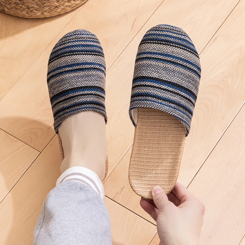 Colorful Women Striped All Season Slippers Quiet Breathable Dorms Open Heel Striped Slippers Non Slip Soft Sole Indoor Slides