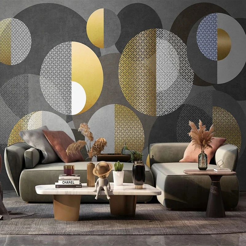 Custom 3D Wall Paper Abstract Geometric Circle Wall Painting Modern Art Wallpaper For Living Room Home Decor Murales De Pared 3D