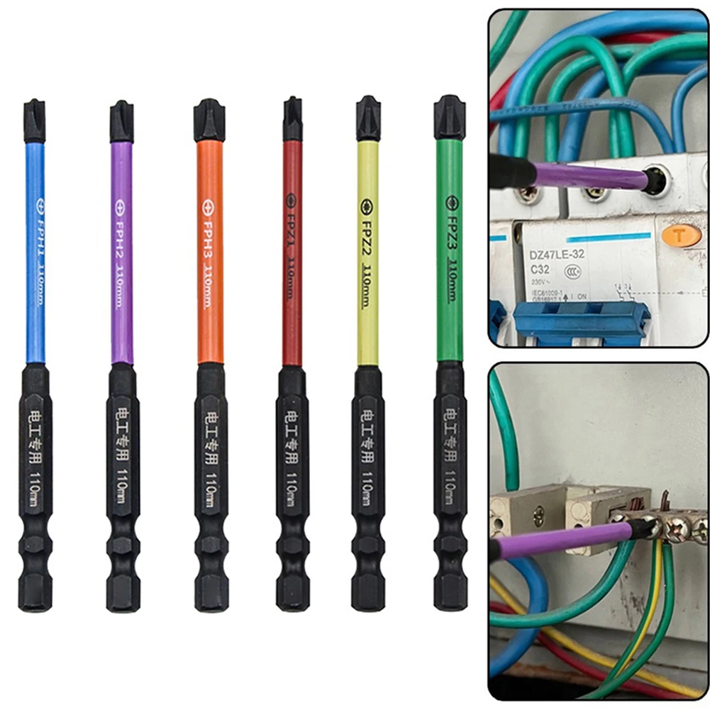 6pcs 110mm Special Slotted Cross Screwdriver Bit FPH/FPZ Special Screwdriver For Socket Switch Circuit Breakers