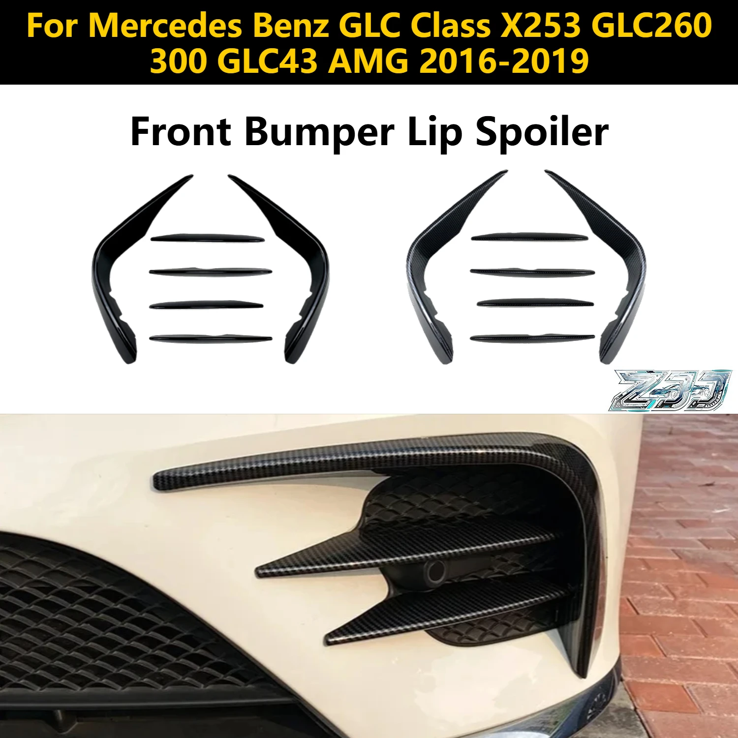Frontspoilerlippe Nebelscheinwerfer Windmesser-Zierleiste Karosserie-Kits für Mercedes Benz GLC-Klasse X253 GLC260 300 GLC43 AMG 2016-2019