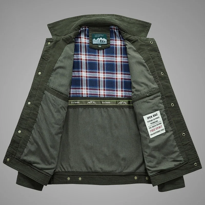 Chaqueta militar de algodón para Hombre, abrigo informal con múltiples bolsillos, talla grande 7XL 8XL, primavera y otoño