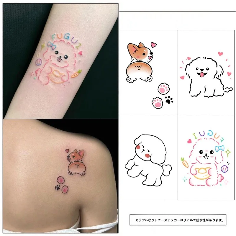 

Cartoon Dog Tattoo Stiers for Women Waterproof Long-lasting Sweet Cool Fre Reatic Student Waable Decals
