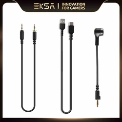 EKSA 3.5mm Audio Cable / 7.1 Surround Sound USB Type C Cable / Noise-cancelling Microphone For E900 Pro Gaming Headset Gamer