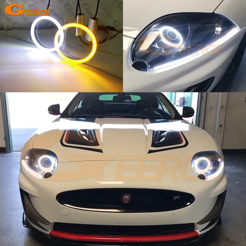 For Jaguar XK XKR 2006 2007 2008 2009 2010 2011 Ultra Bright Day Light Turn Signal LED Angel Eyes Halo Rings Kit Car Accessories