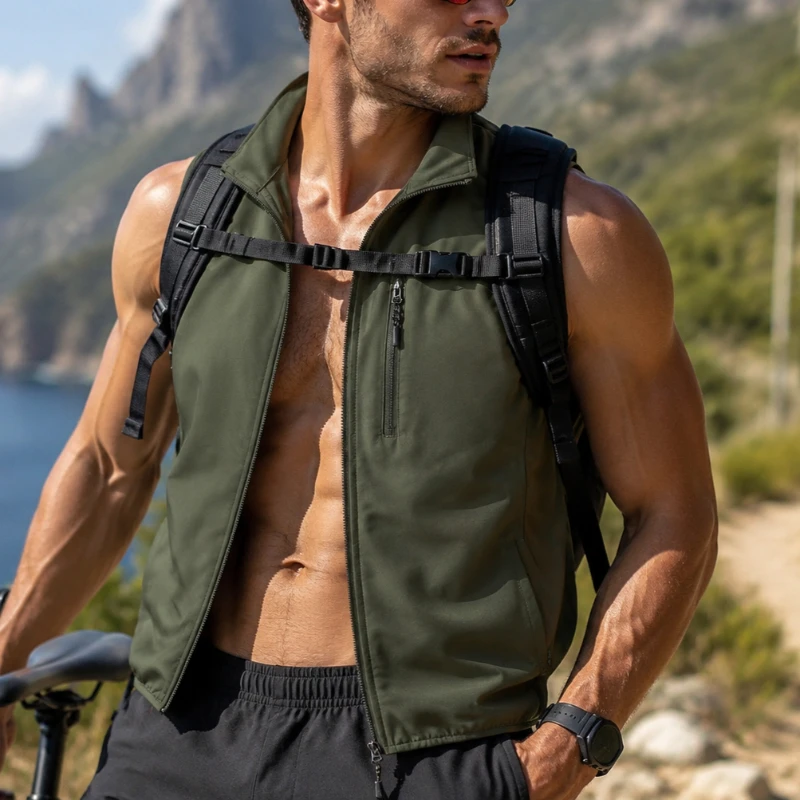 Ultra-Thin Multi Zipper Pockets Sleeveless Jacket Men Vests Men's Summer Ice Silk Mesh Waistcoat Outdoor Motorcycle Fishing Vest