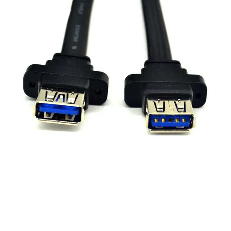 30/50cm Dual USB 3.0 Female to 20 Pin Header Motherboard Adapter Cable 2 USB Screw Panel Mount Motherboard Flat Cable Cord