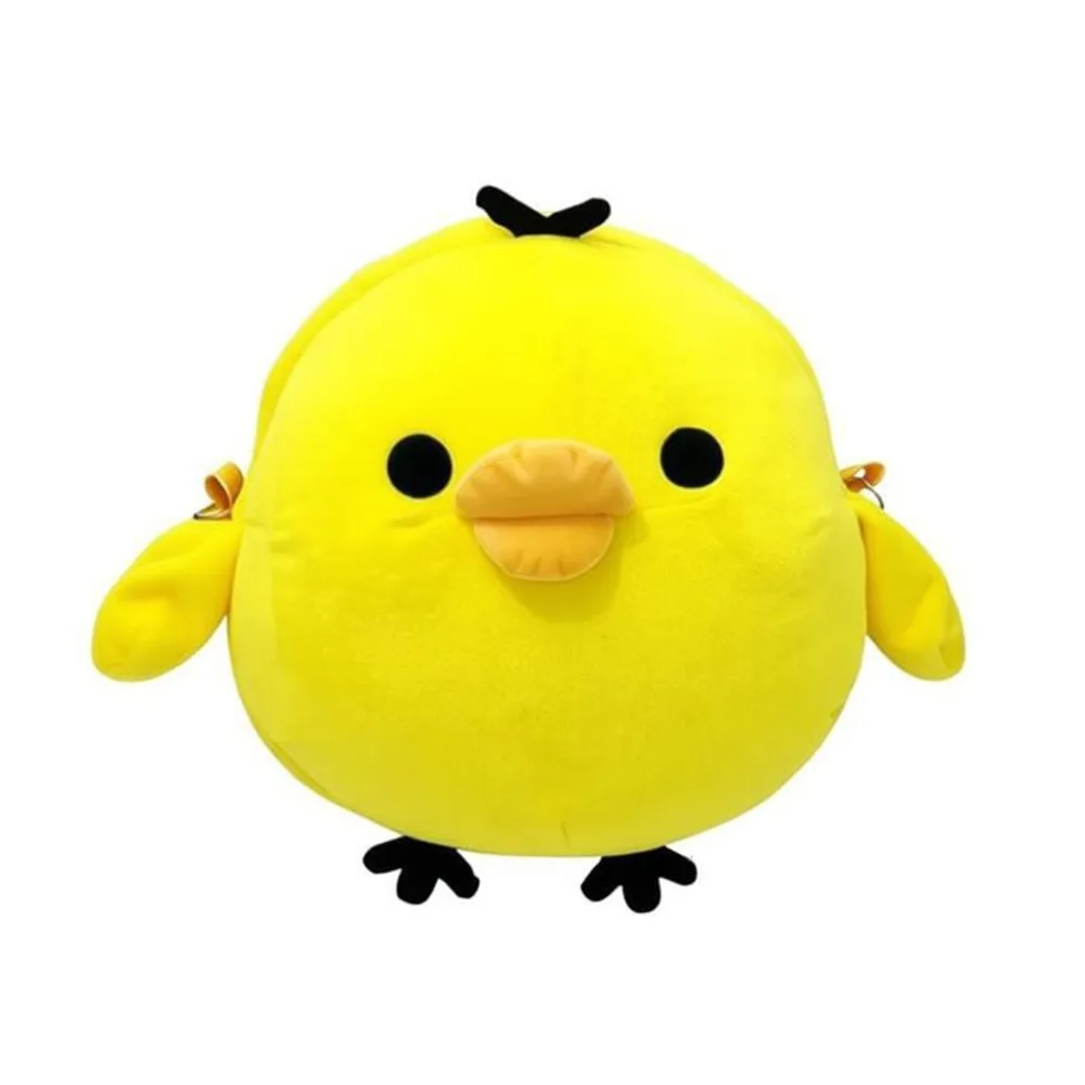 Practical Chicken Nose Hole Cartoon Backpack Large Capacity Yellow Toy Bag Soft Foldable Handbag Gifts
