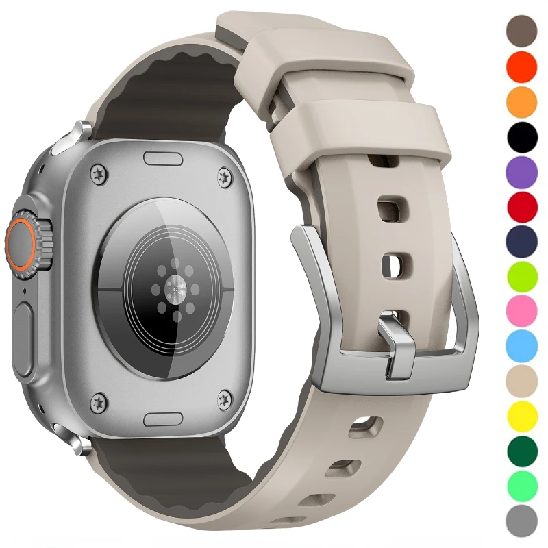 Cinturino sportivo in silicone per Apple Watch Ultra 3 2 1 49mm Cinturino di ricambio per 11 10 9 8 7 6 5 4 3 SE 46mm 45mm 41mm 44mm 42mm