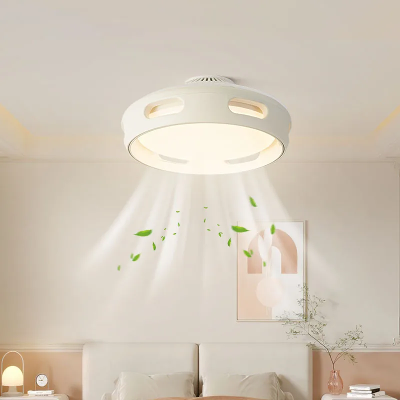 Hollow Out Design Bladeless Ceiling Fan Lamps Restaurant Fan Lights Intelligent Home Study Bedroom Indoor Wabi Sabi Home Decor