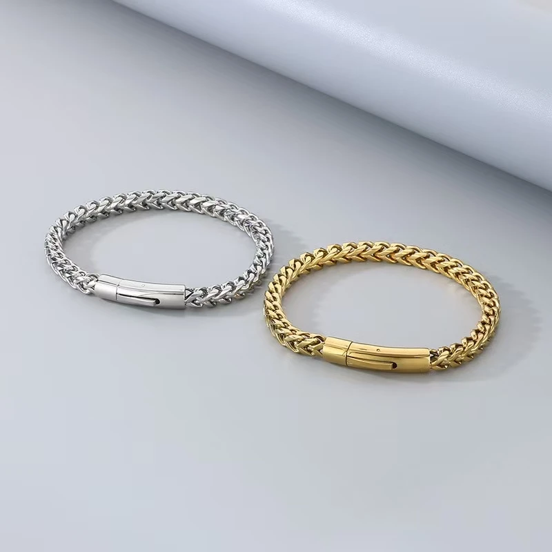 

Punk Vintage 6MM Stainless Steel Wheat Curb Link Chain Bracelets for Men Male Wristband Male Jewelry Gifts