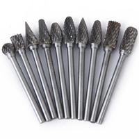 10pcs Tungsten Steel Grinding Head 6mm Carbide Burr Set 3mm Shank 38mm Length Rotary Drill Bit Tools for Metal Nonmetal