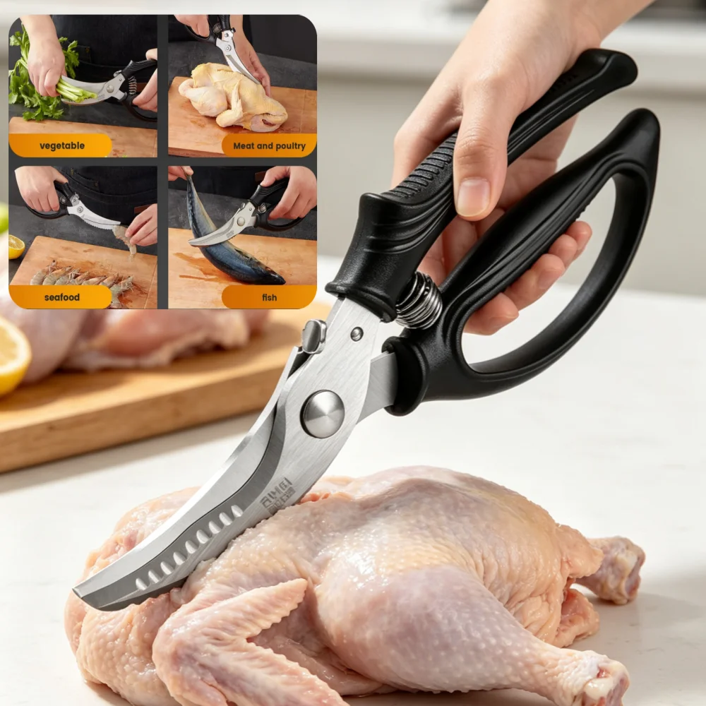 Heavy-Duty Kitchen Scissors Shear Stainless Steel Chicken Bone Scissors Sharp Cutting For Meat Powerful Chicken Bone Scissors