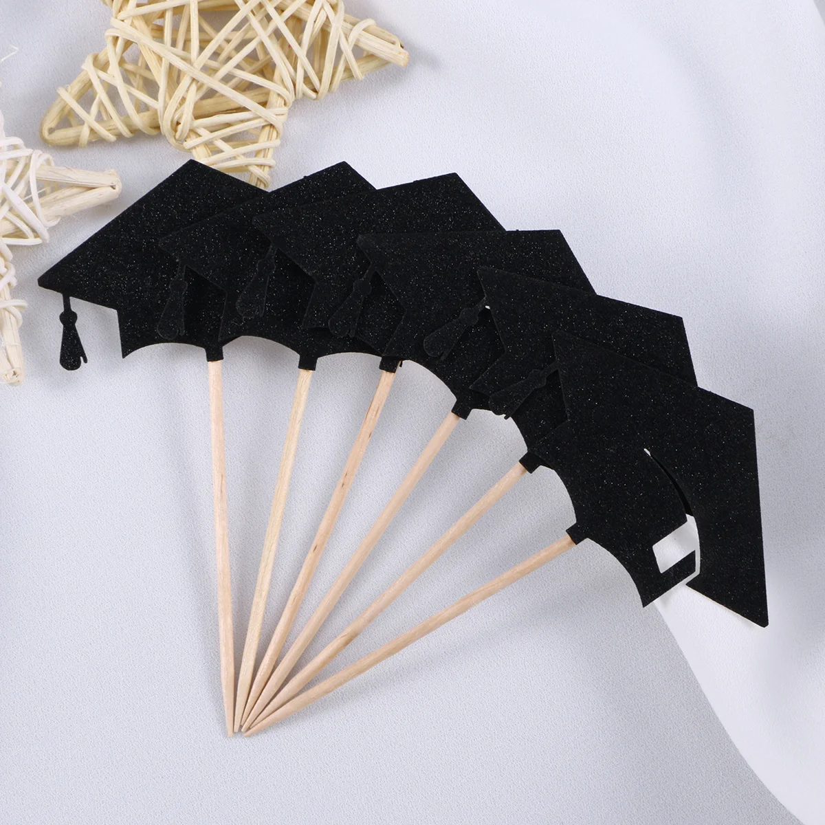 

6pcs Graduation Cap Toppers Doctor Hat Decorations Cake Cupcake Birthday Party Favors Festival Decor Graduation Season Bachelor