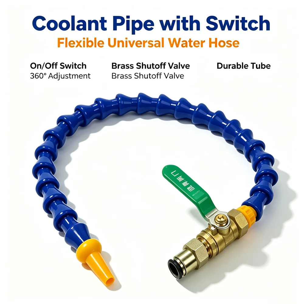 Blue Orange 500mm Round Nozzle Flexible Cooling Tube Kit CNC Milling Lathe Cutting Fluid Oil Coolant Pipe Hose