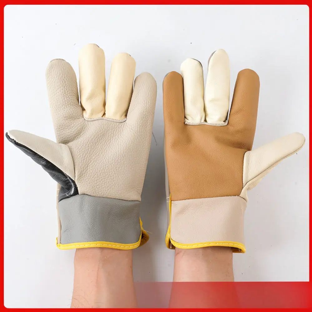Short Leather Welding Gloves Anti Wear Safety Equipment For Lianfang Professional Machinist Driving Work Gloves