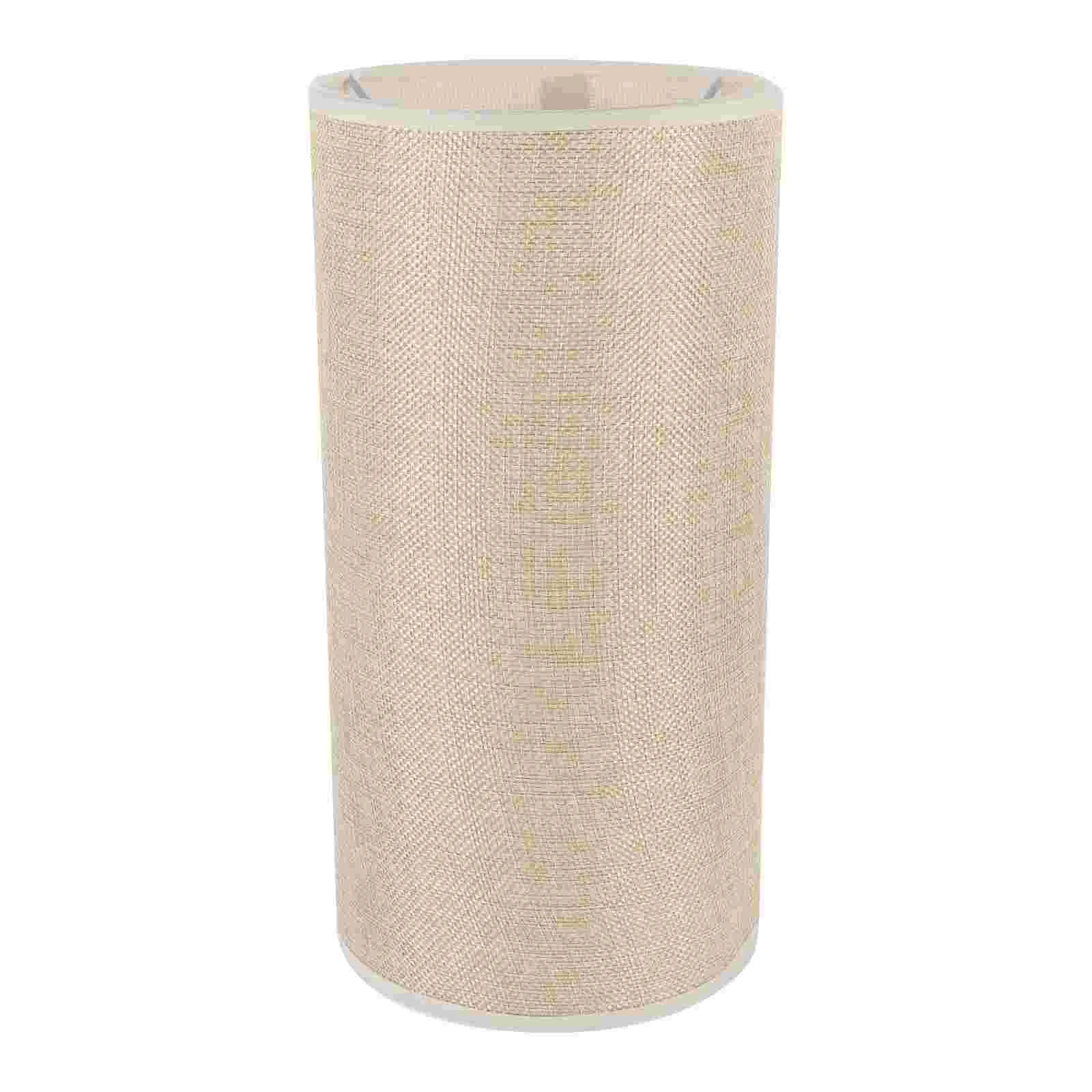 

Cylindrical Linen Lampshade 14x28cm Natural Handmade Eye Protective Light Diffusion Iron Structure Drum Lampshades for Table