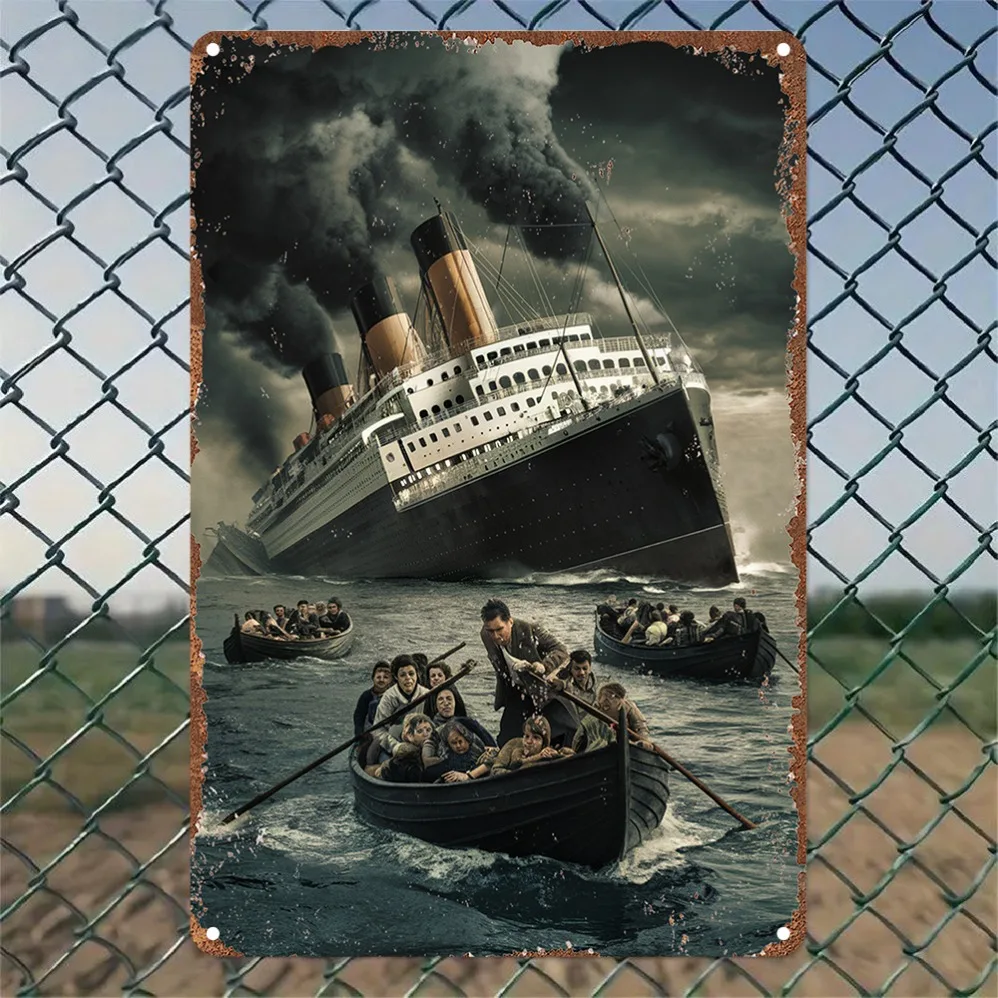 1pc Vintage Titanic Metal Tin Sign – 2D Rustic Aluminum Wall Art, Waterproof & Durable | Easy-to-Hang Decor for Home
