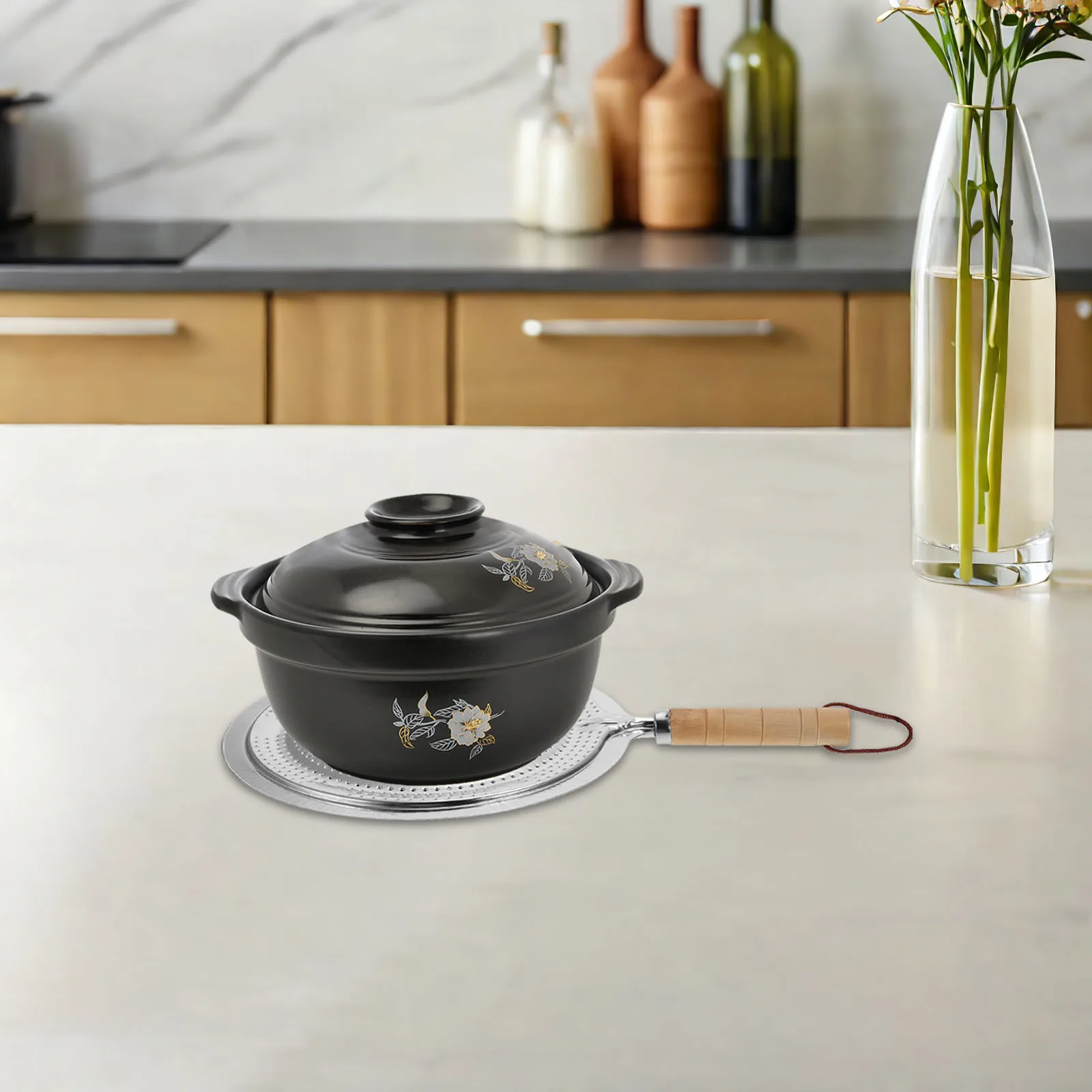 

2pcs Coffee Wooden Handle Pad Thickened Insulation Mat For Kitchen Table Protection Anti-Scalding Pads Home Coffee Insulation