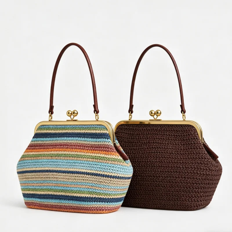 

Luxury Irregular Women's Shoulder Bag, Summer Beach Straw Seashell Handbag Brand Large Capacity Clip Clutch Elegant Evening Bag