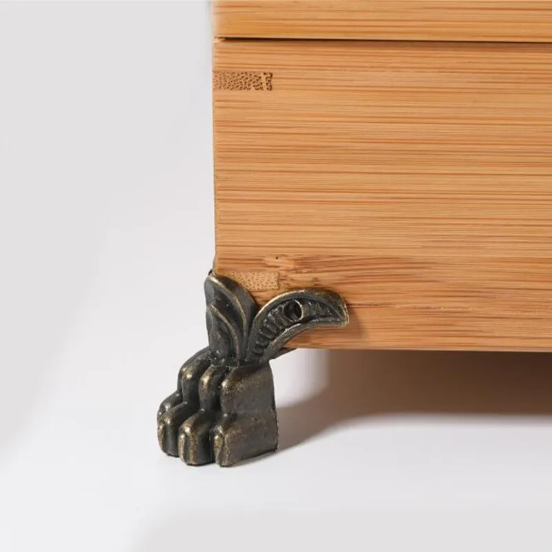 2pcs Vintage Jewelry Chest Gift Box Wooden Case Decorative Feet Leg Metal Corner Protector Support Bracket with screws image 6