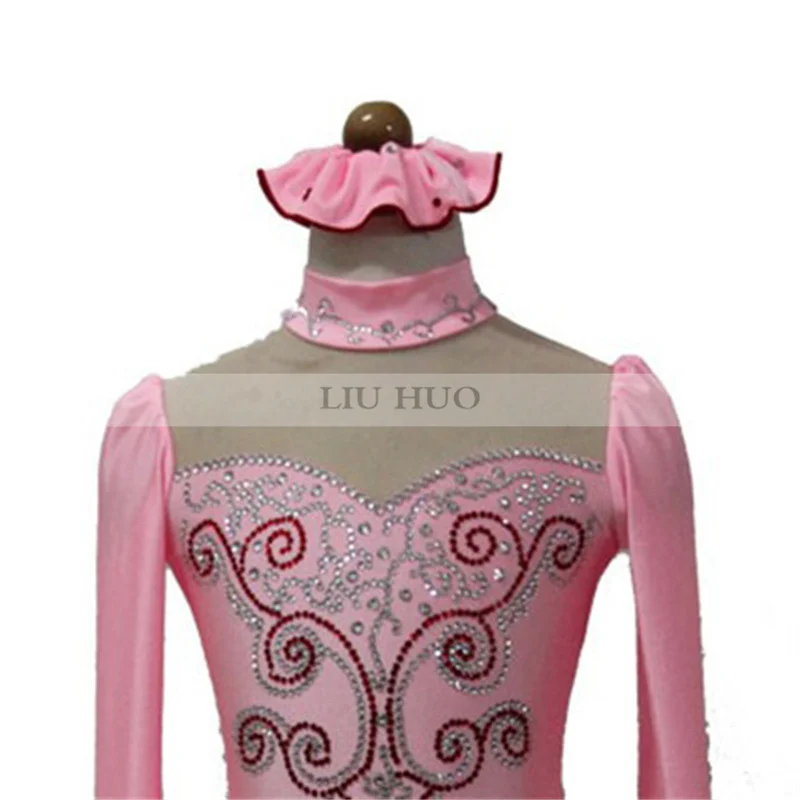 LIUHUO Vrouwen Meisje Ijs Kunstschaatsen Jurk Prestaties Ritmische Gymnastiek Competitie Turnpakje Kostuum Rood Gradiënt Tieners Roller