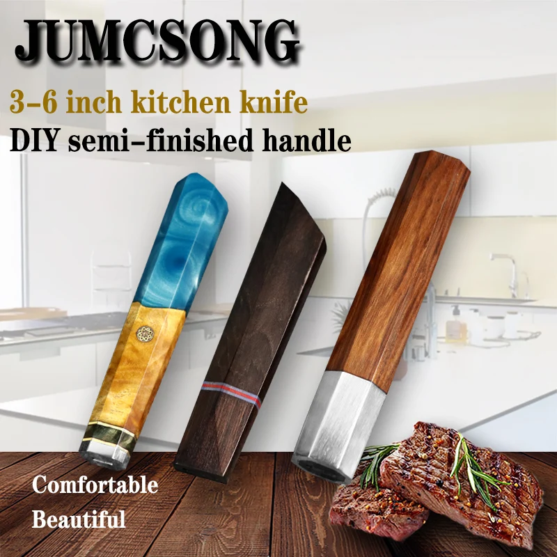 DIY Kitchen Eco-friendly Natural Resin Ebony White Shadow Wood Kitchen Knife Accessories Octagonal Handle Chef EDC Tools