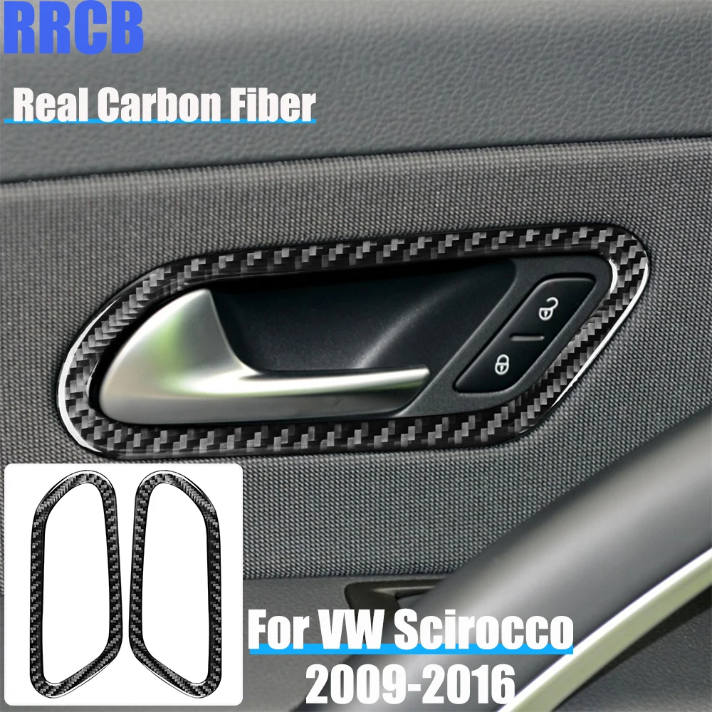 

Real Carbon Fiber Car Accessories Door Handle Frame Decorative Trim Soft Cover Sticker For VW Scirocco MK3 2009-2016