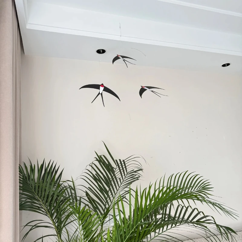 Nordic Silent Wind Chime Danish Swallow Air Balance Pendant Flying Bird for Kindergarten Kids Room Living Room Decoration Gift - view 5