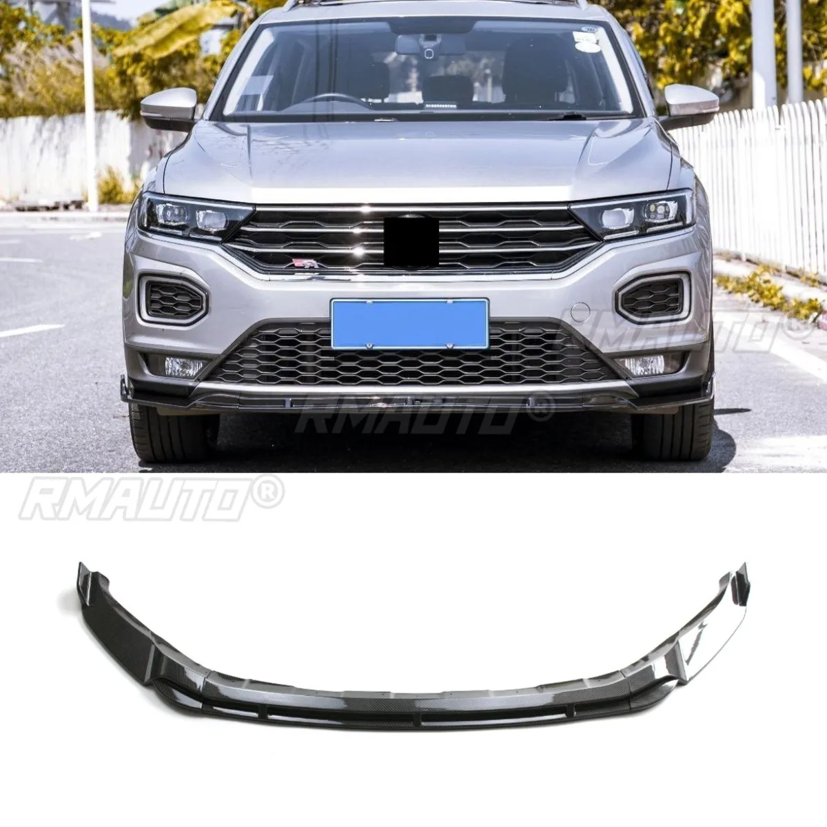 Car Front Bumper Lip Diffuser Spoiler Glossy Black Body Kit for Volkswagen T-ROC 2018-2020 Bumper Protector Car Accessories