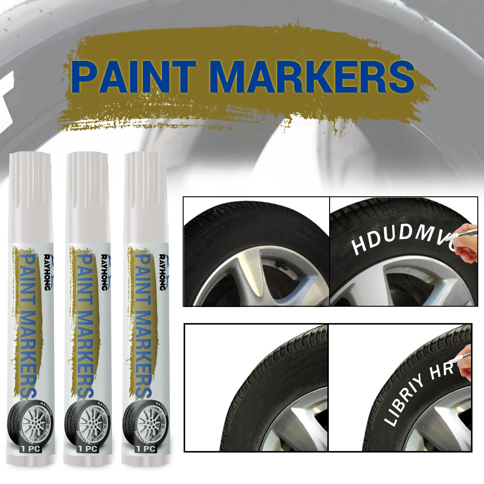 White Waterproof Cars Wheel Tire Oily Mark Pen Auto Rubber Tyre Paint Pen Cd Metal Permanent Paint Marker Graffiti Touch Up image 5