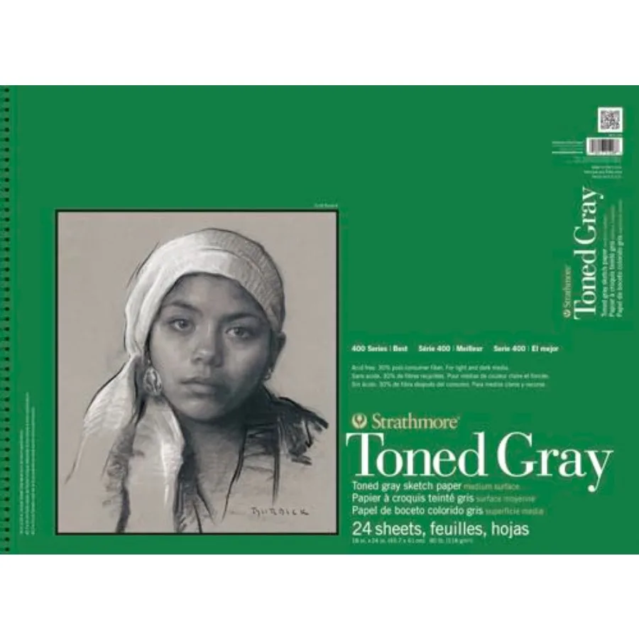 

400 Series Sketch Pad Toned Gray 18x24 inch 24 Sheets - Ideal for Professional Drawing Detailed Illustration Art Class Students