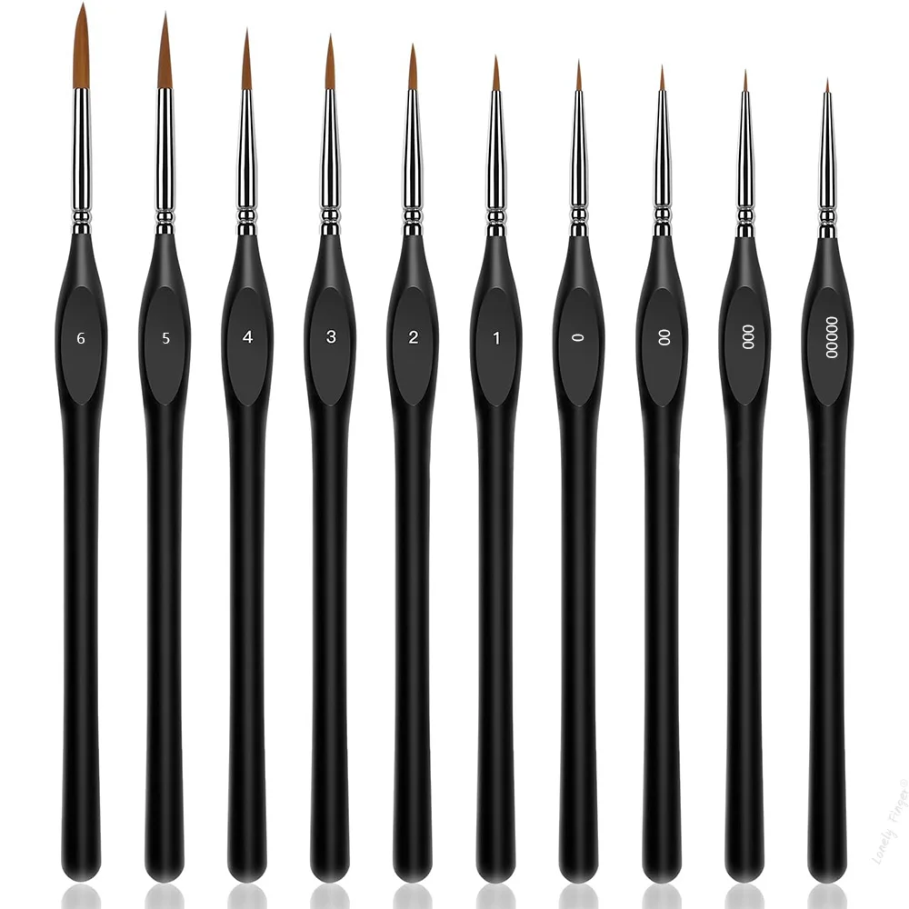 

10Pcs Detail Brushes with Triangular Handles, Miniature Brush for Fine Detailing & Art Painting, Acrylic & Nail, Watercolor