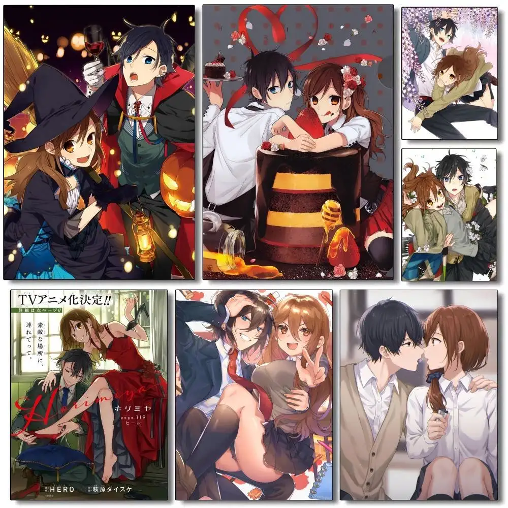 Anime Hori san to Miyamura kun  Poster Self-adhesive Art Waterproof Paper Sticker Coffee House Bar Room Wall Decor