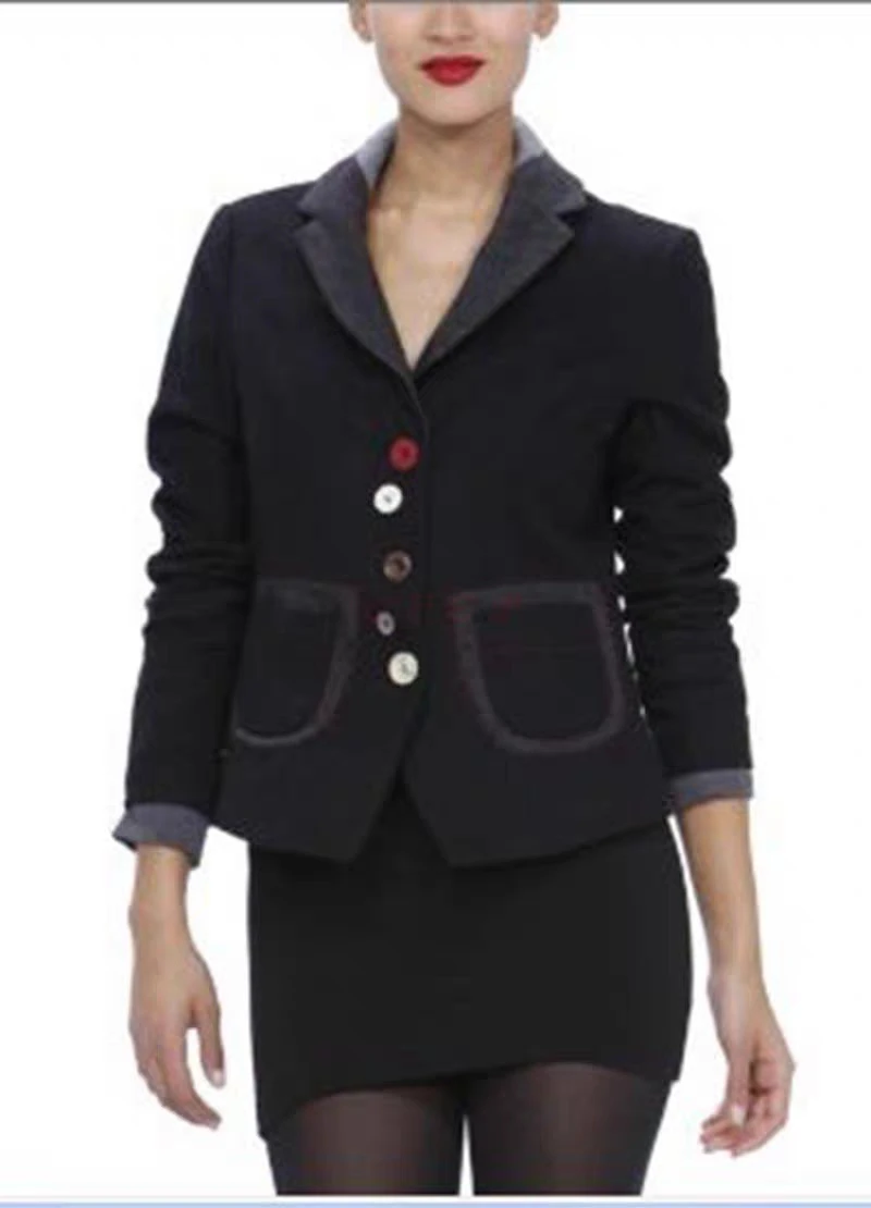 Foreign trade original single Spain uneven fashion wool sticker mother printed color button wool coat