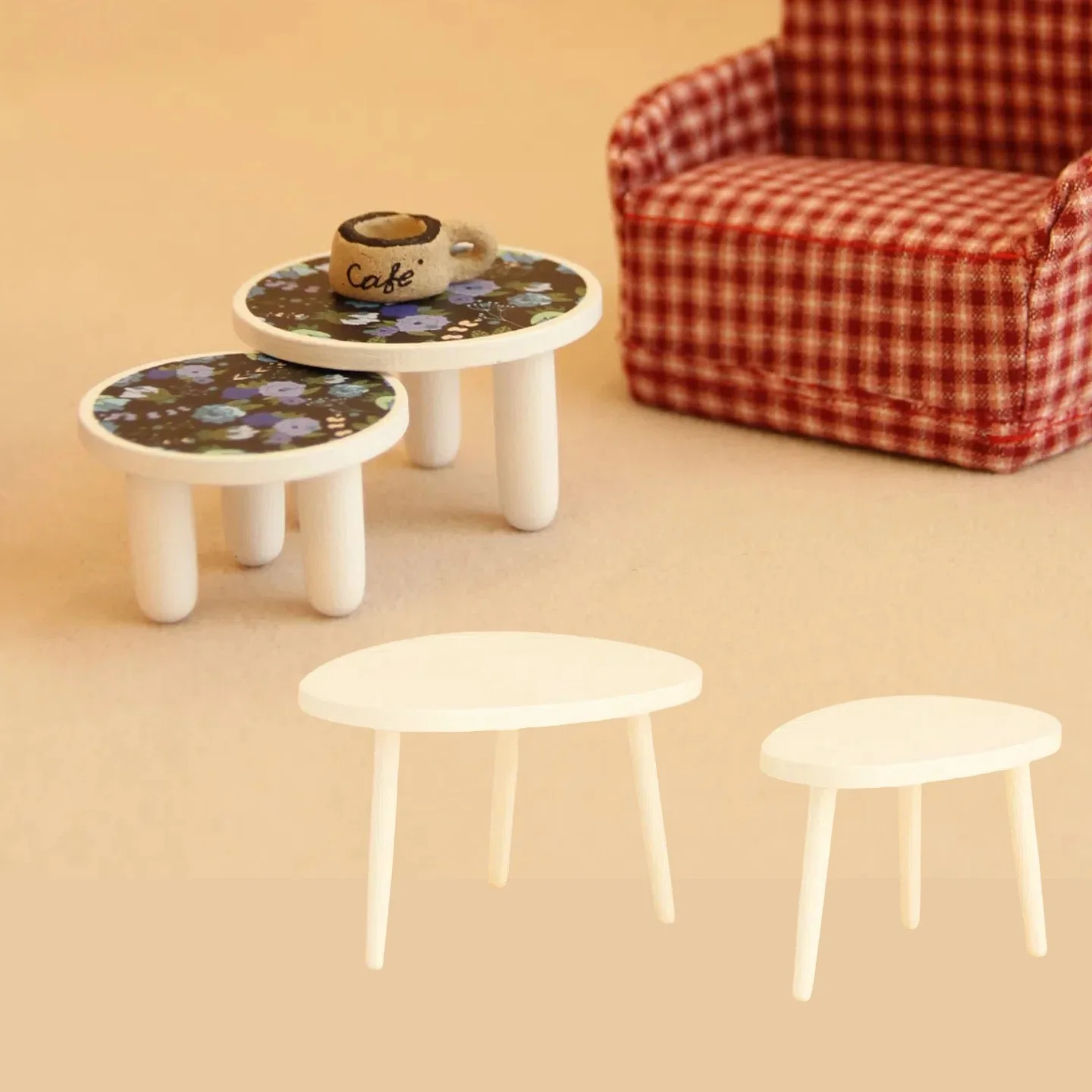 12 Schaal Miniatuur Houten Salontafel 2-delige set BJD Poppenhuis Meubels & Speelgoed Decor Woonkamer Tafelspeelgoed