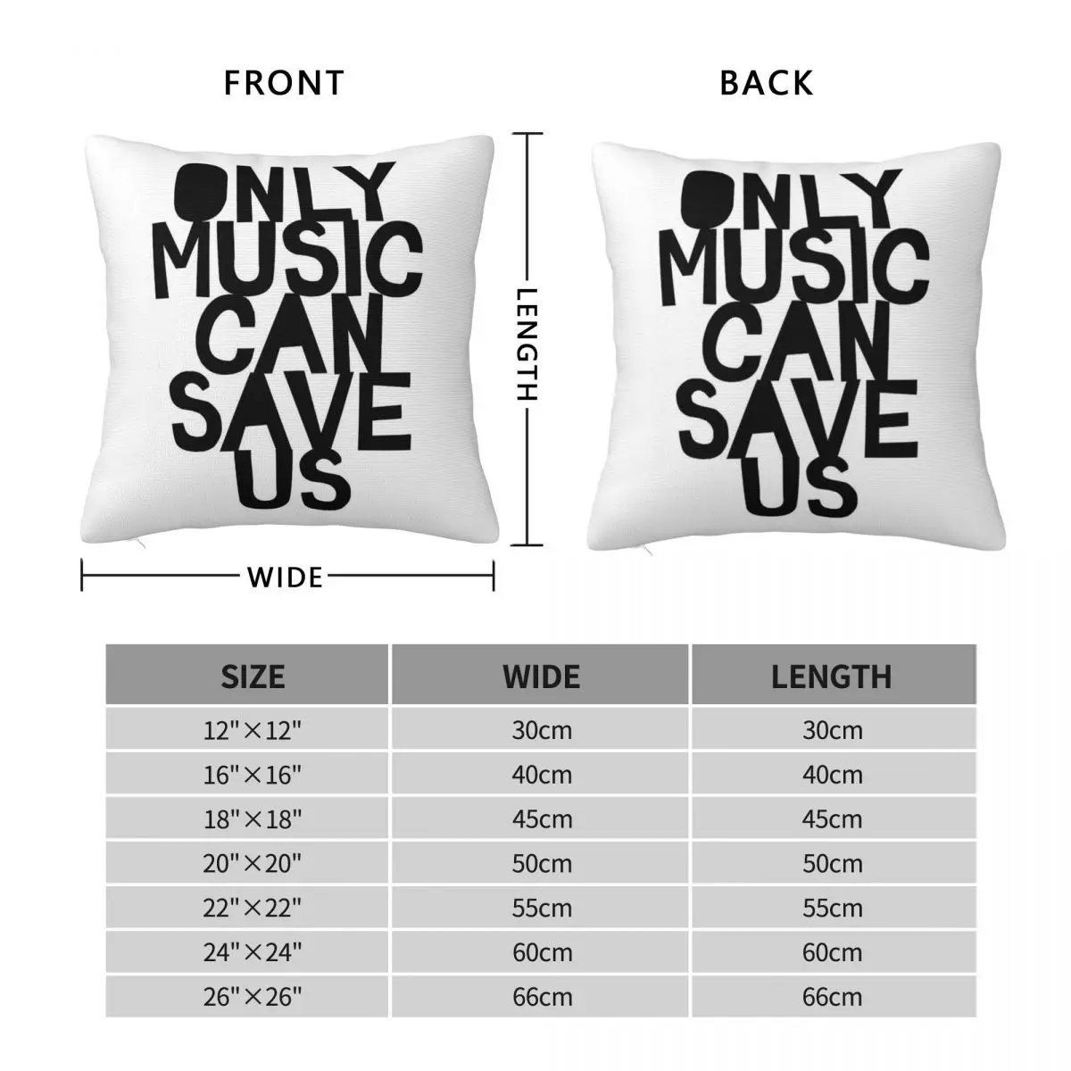 Only Music Can Save Us Square Pillowcase Polyester Linen Velvet Creative Decorative Throw Pillow Case Sofa Seater Cushion Cover