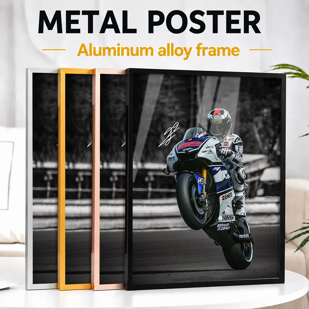 Jorge Lorenzo MotoGP Motorcycle Framed Metal Poster Personalized Photo Bold Rider Style Wall Art For Garage Memorable Fan Gift