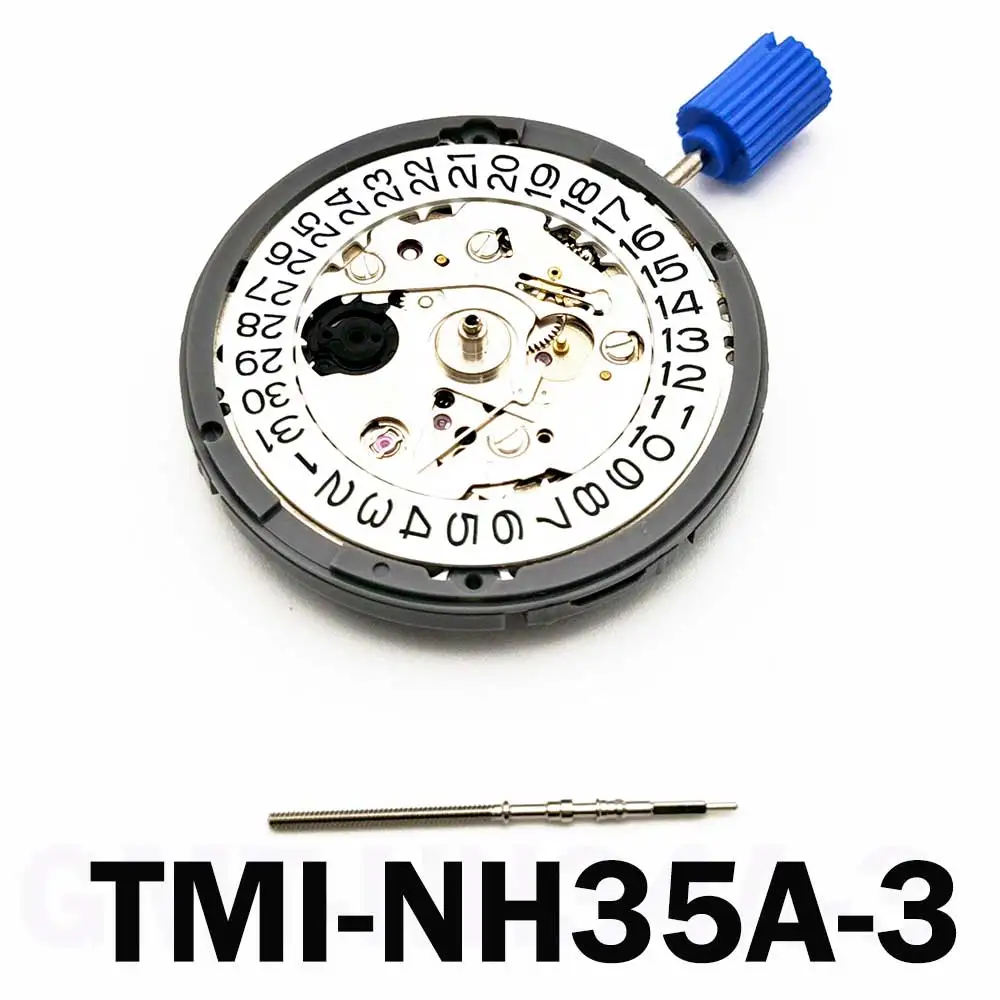 قطع غيار تجميع الساعات الميكانيكية الأصلية عالية الدقة 4R/NH35 باللون الأبيض بتقويم الساعة 3 أوتوماتيكية بالكامل