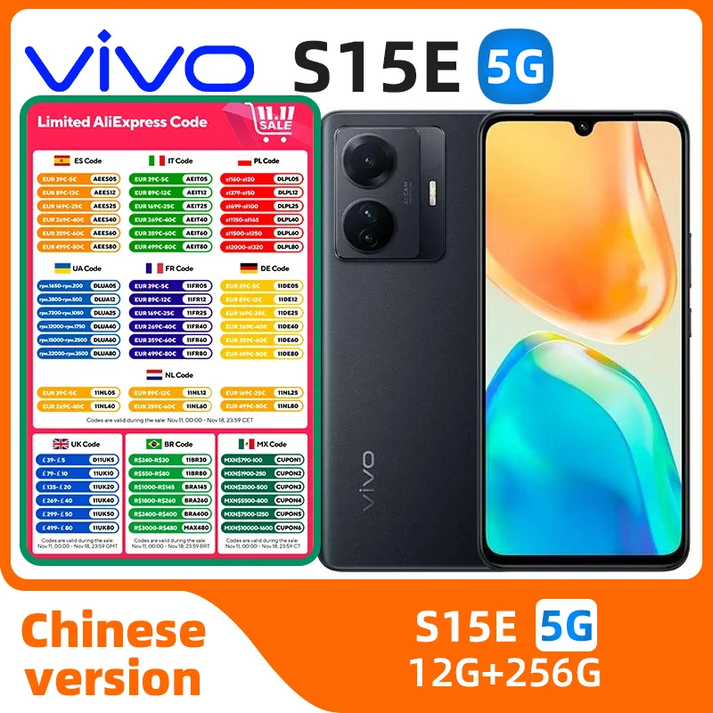 Vivo S15e 5g SmartPhone CPU Exynos 1080 6.44inch AMOLED 90hz Screen 50MP Camera 4700mAh 66W Charge Android Original Used Phone