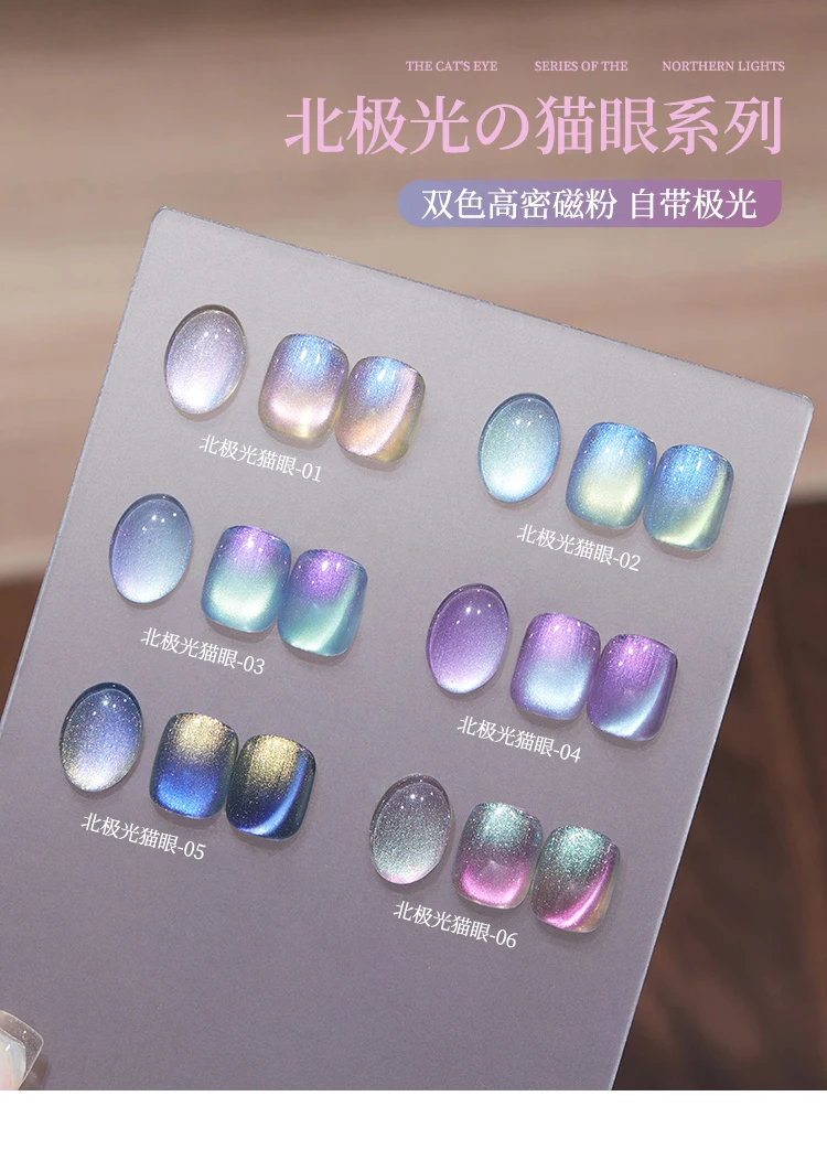 BAOSHIMAN 2025 Novo 6 Cores North Polar Light Cat Eye Unha Polonês Gel Set 2025 Novo Colorido Conta de Vidro Nail Art UV Gel Atacado