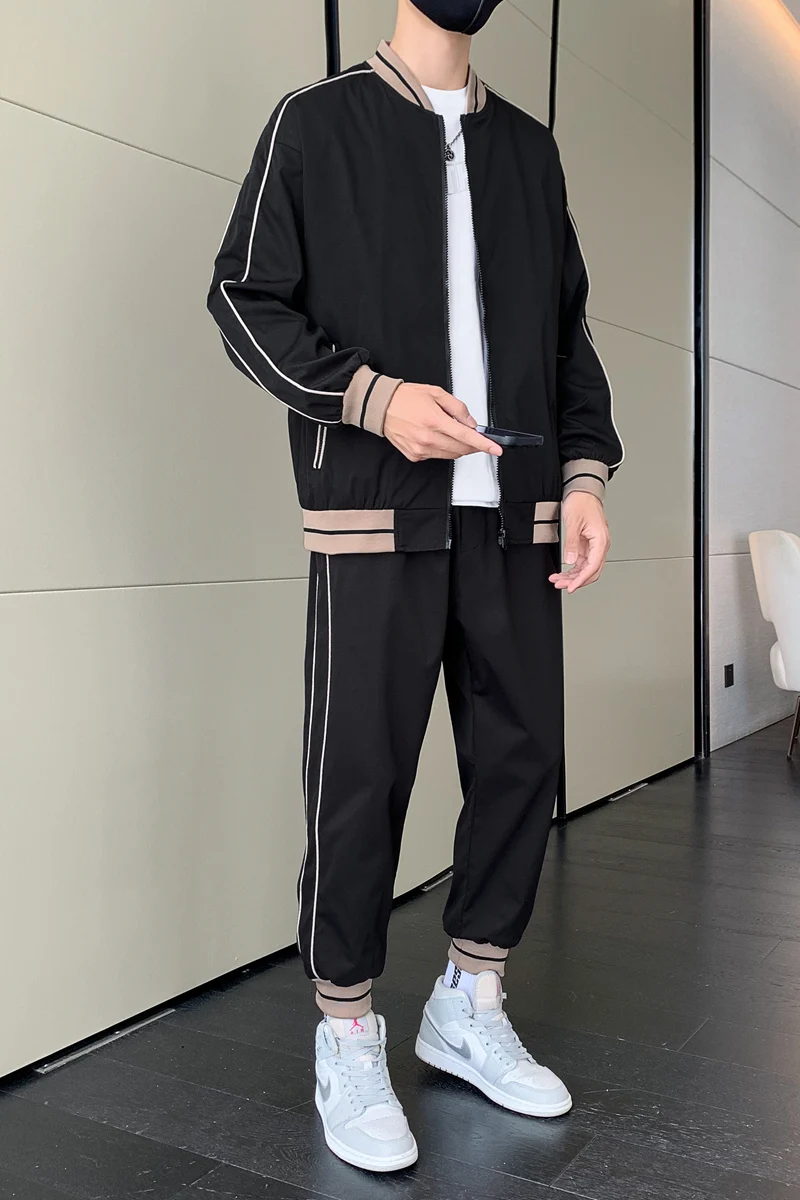 Autumn Men 2 Piece Sets Sportswear Mens Baseball Uniform Jacket + Pant Tracksuit Male Sweatshirt Casual Suit Set