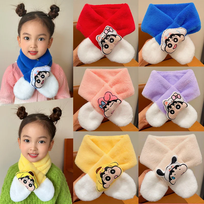 Crayon Shin-chan Plush Children Scarf Crayon Shin Chan Thick Warm Scarf Soft Windproof Scarf Kids Neckerchief Christmas Gift